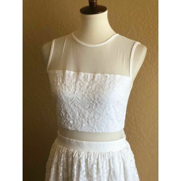 Love..Ady Women's White Mesh Floral Lace Dress M - Picture 5 of 12